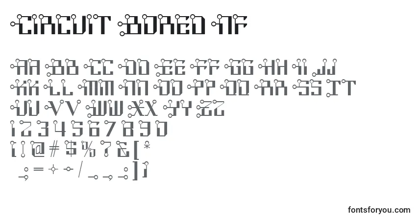 A fonte Circuit Bored Nf – alfabeto, números, caracteres especiais