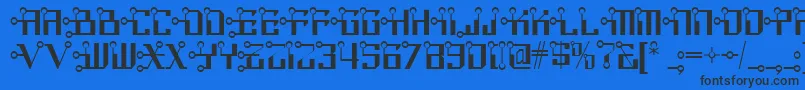 Circuit Bored Nf-Schriftart – Schwarze Schriften auf blauem Hintergrund