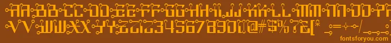 フォントCircuit Bored Nf – オレンジ色の文字が茶色の背景にあります。