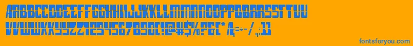 lampreylaser-Schriftart – Blaue Schriften auf orangefarbenem Hintergrund