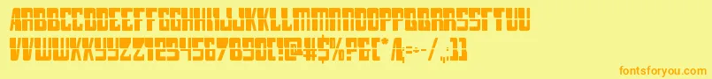 lampreylaser-Schriftart – Orangefarbene Schriften auf gelbem Hintergrund