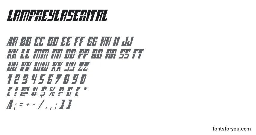 Шрифт Lampreylaserital (132205) – алфавит, цифры, специальные символы