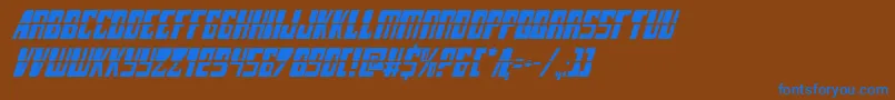 lampreylaserital-Schriftart – Blaue Schriften auf braunem Hintergrund