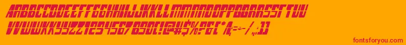 フォントlampreylaserital – オレンジの背景に赤い文字
