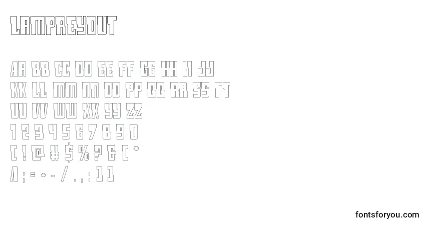 Schriftart Lampreyout (132207) – Alphabet, Zahlen, spezielle Symbole
