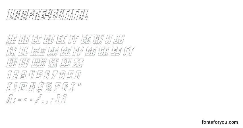 Шрифт Lampreyoutital (132208) – алфавит, цифры, специальные символы