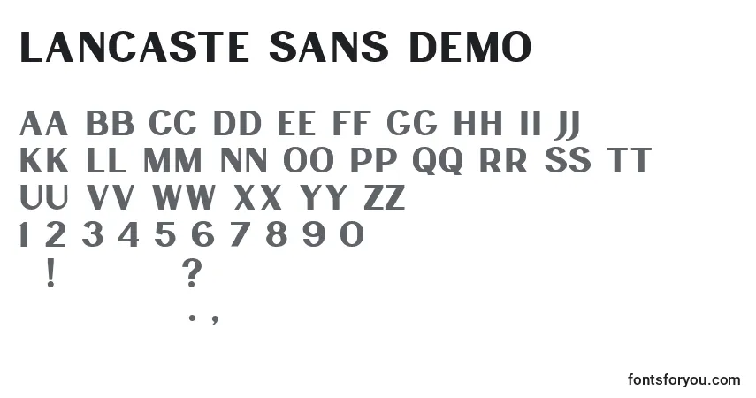 Шрифт Lancaste Sans Demo (132210) – алфавит, цифры, специальные символы