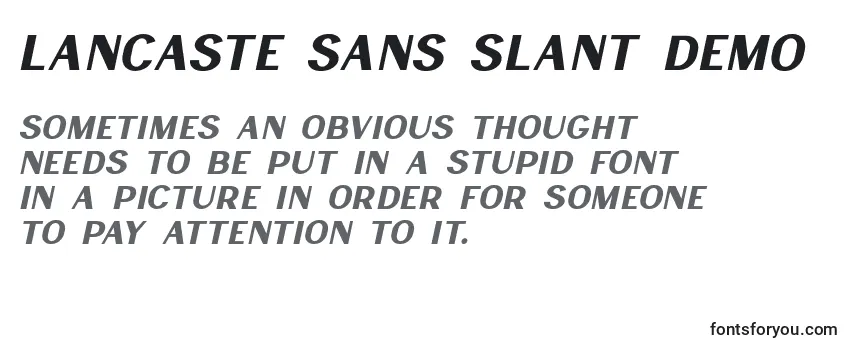 Review of the Lancaste Sans Slant Demo Font