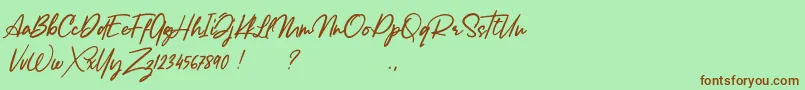 Weitere Informationen zur Lancaste Script Alt Demo-Schriftart Lancaste Script Alt Demo-Schriftart – Braune Schriften auf grünem Hintergrund