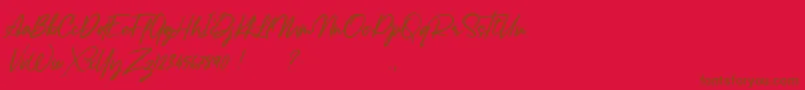Lancaste Script Alt Demo-Schriftart – Braune Schriften auf rotem Hintergrund
