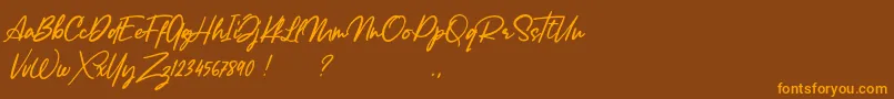Шрифт Lancaste Script Alt Demo – оранжевые шрифты на коричневом фоне