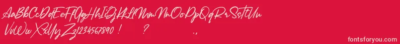 Fonte Lancaste Script Alt Demo – fontes rosa em um fundo vermelho