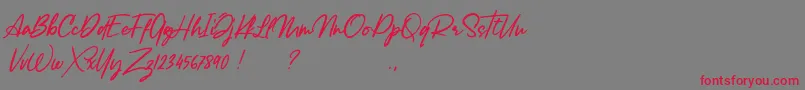 Czcionka Lancaste Script Alt Demo – czerwone czcionki na szarym tle