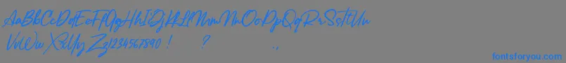 フォントLancaste Script Alt Demo – 灰色の背景に青い文字