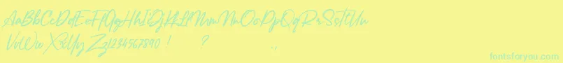 Police Lancaste Script Alt Demo – polices vertes sur fond jaune