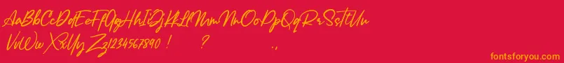 Lancaste Script Alt Demo Font – Orange Fonts on Red Background