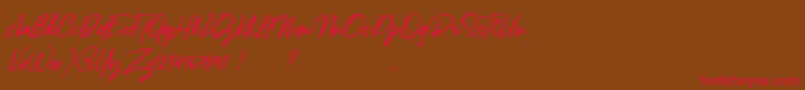 Lancaste Script Alt Demo Font – Red Fonts on Brown Background