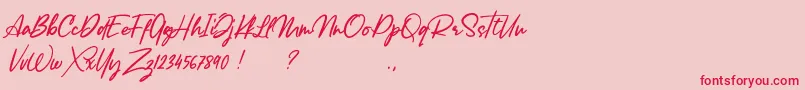 Czcionka Lancaste Script Alt Demo – czerwone czcionki na różowym tle