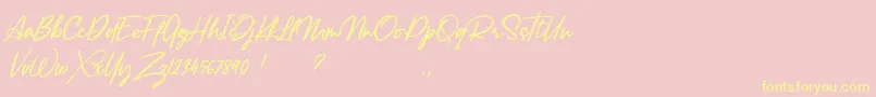 Lancaste Script Alt Demo Font – Yellow Fonts on Pink Background