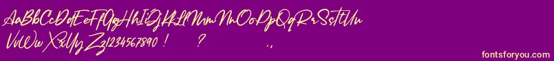 Lancaste Script Alt Demo Font – Yellow Fonts on Purple Background