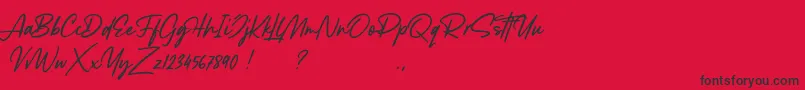 Fonte Lancaste Script Demo – fontes pretas em um fundo vermelho