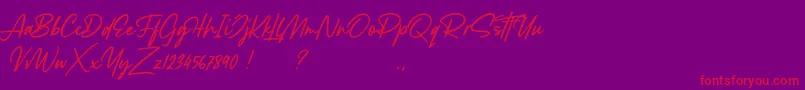 Lancaste Script Demo-Schriftart – Rote Schriften auf violettem Hintergrund