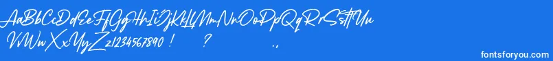 Fonte Lancaste Script Demo – fontes brancas em um fundo azul