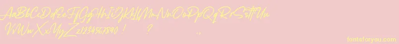 Lancaste Script Demo-Schriftart – Gelbe Schriften auf rosa Hintergrund