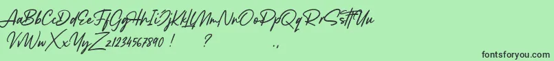 Fonte Lancaste Script Demo – fontes pretas em um fundo verde