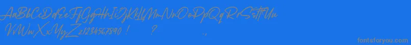 Lancaste Script Demo-Schriftart – Graue Schriften auf blauem Hintergrund