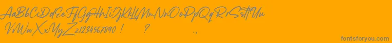 Lancaste Script Demo-Schriftart – Graue Schriften auf orangefarbenem Hintergrund