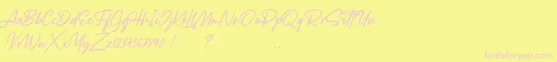 Lancaste Script Demo-Schriftart – Rosa Schriften auf gelbem Hintergrund