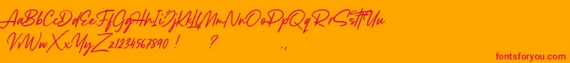 Шрифт Lancaste Script Demo – красные шрифты на оранжевом фоне