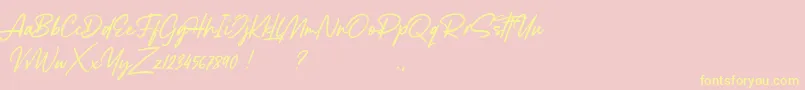 Lancaste Script Demo-Schriftart – Gelbe Schriften auf rosa Hintergrund