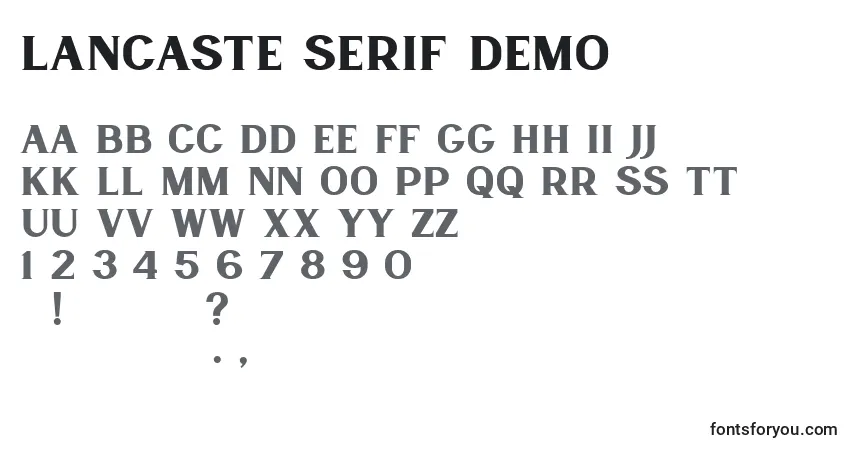 A fonte Lancaste Serif Demo (132218) – alfabeto, números, caracteres especiais