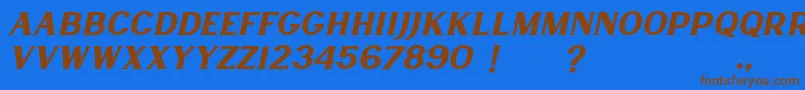 フォントLancaste Serif Slant Demo – 茶色の文字が青い背景にあります。