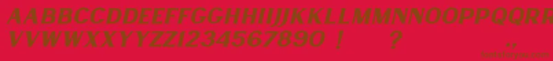 フォントLancaste Serif Slant Demo – 赤い背景に茶色の文字