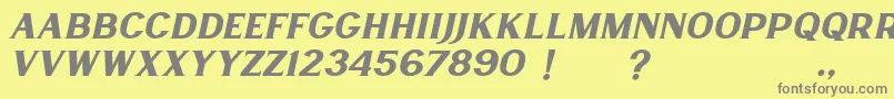 フォントLancaste Serif Slant Demo – 黄色の背景に灰色の文字