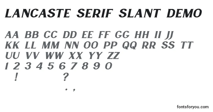 Czcionka Lancaste Serif Slant Demo (132220) – alfabet, cyfry, specjalne znaki
