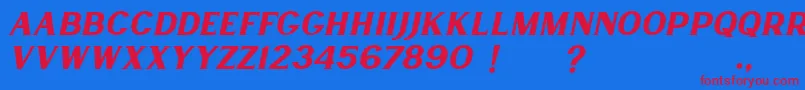 Шрифт Lancaste Serif Slant Demo – красные шрифты на синем фоне