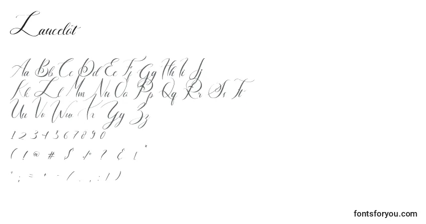 Czcionka Lancelot – alfabet, cyfry, specjalne znaki