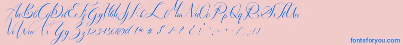 Lancelot Font – Blue Fonts on Pink Background