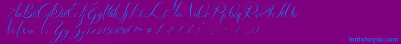 Lancelot-Schriftart – Blaue Schriften auf violettem Hintergrund