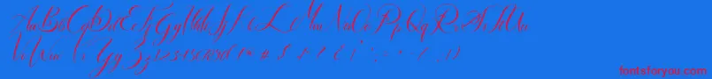 Lancelot-Schriftart – Rote Schriften auf blauem Hintergrund