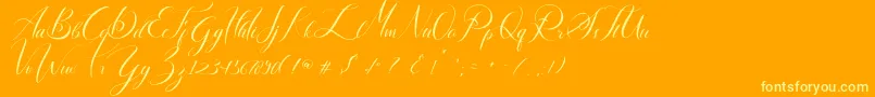 Lancelot-Schriftart – Gelbe Schriften auf orangefarbenem Hintergrund