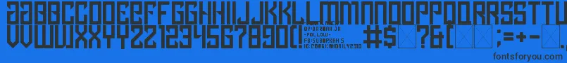 lancip-Schriftart – Schwarze Schriften auf blauem Hintergrund