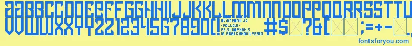 lancip Font – Blue Fonts on Yellow Background