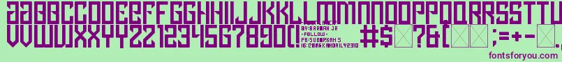 lancip-Schriftart – Violette Schriften auf grünem Hintergrund