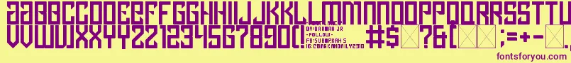 lancip Font – Purple Fonts on Yellow Background