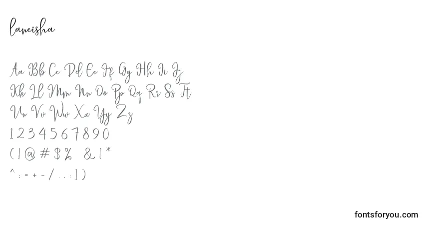 Laneisha (132228)-fontti – aakkoset, numerot, erikoismerkit